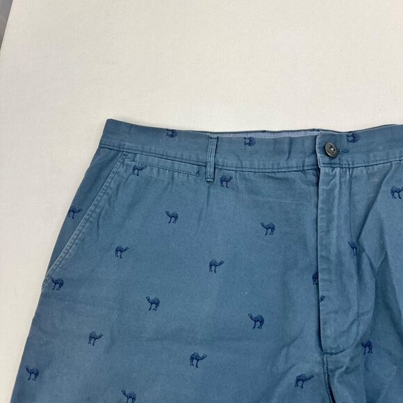 Merona Men’s Camel Print Khaki Shorts Blue Size 42 Waist Belt Loops - Picture 2 of 9